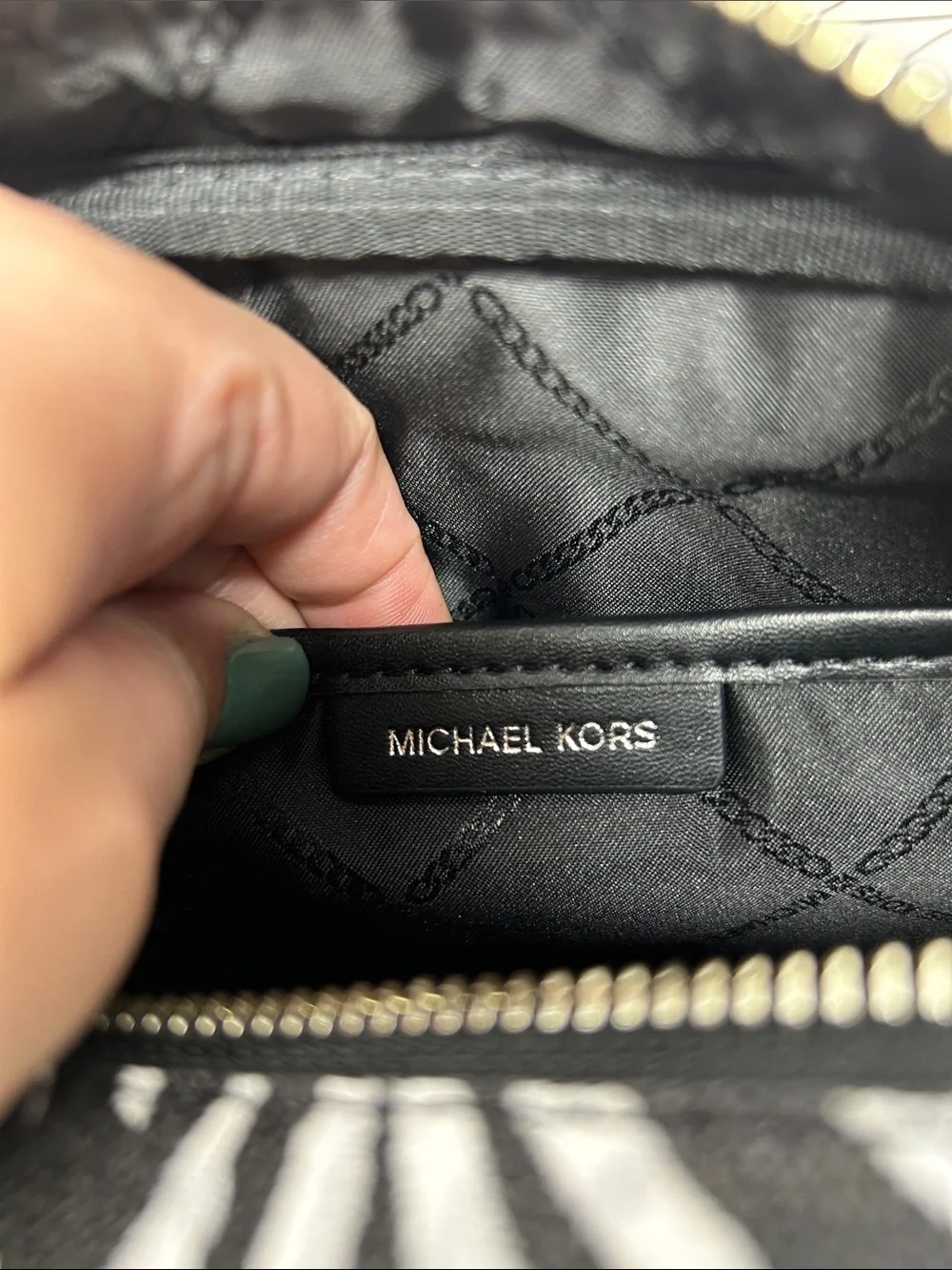 NWOT Michael Kors Zebra Print Canvas Cosmetic Pouch - Black & White
